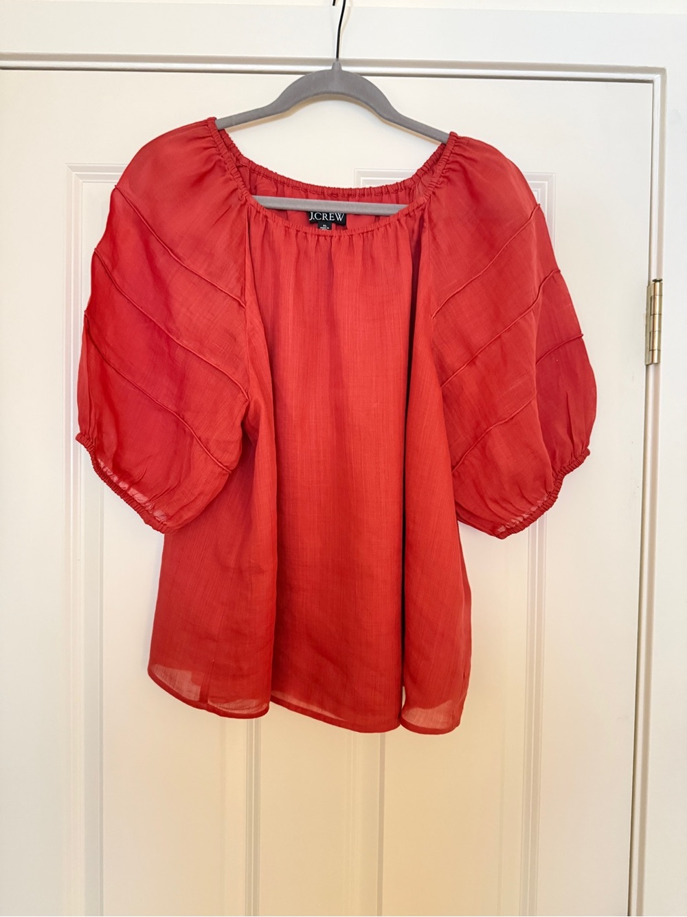 J. Crew Rust Puff-Sleeve Peasant Blouse